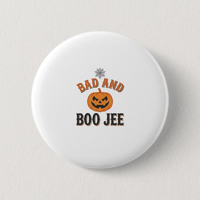 Schlecht und Boo Jee Halloween-Kürbis-Grafik_1 Button (Vorderseite)