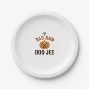 Schlecht und Boo Jee Halloween-Kürbis-Grafik_1 Pappteller