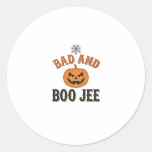 Schlecht und Boo Jee Halloween-Kürbis-Grafik_1 Runder Aufkleber