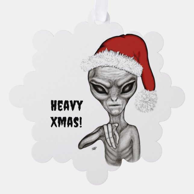 Schlechte Alien, schwere Weihnachten! Ornament Karte (Vorderseite)