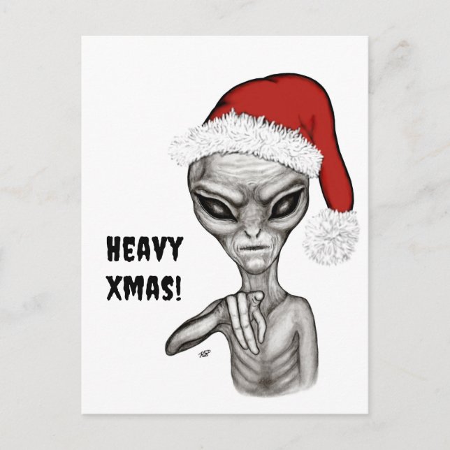Schlechte Alien, schwere Weihnachten! Postkarte (Vorderseite)