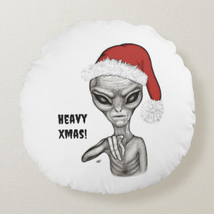 Schlechte Alien, schwere Weihnachten! Rundes Kissen