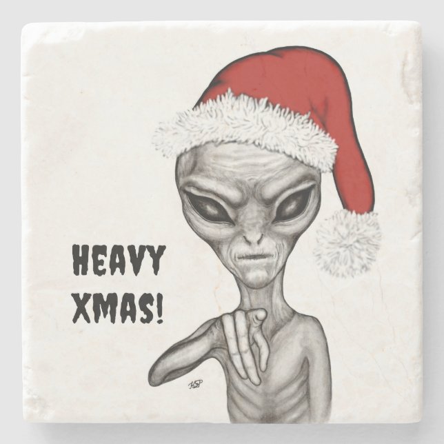 Schlechte Alien, schwere Weihnachten! Steinuntersetzer (Vorderseite)