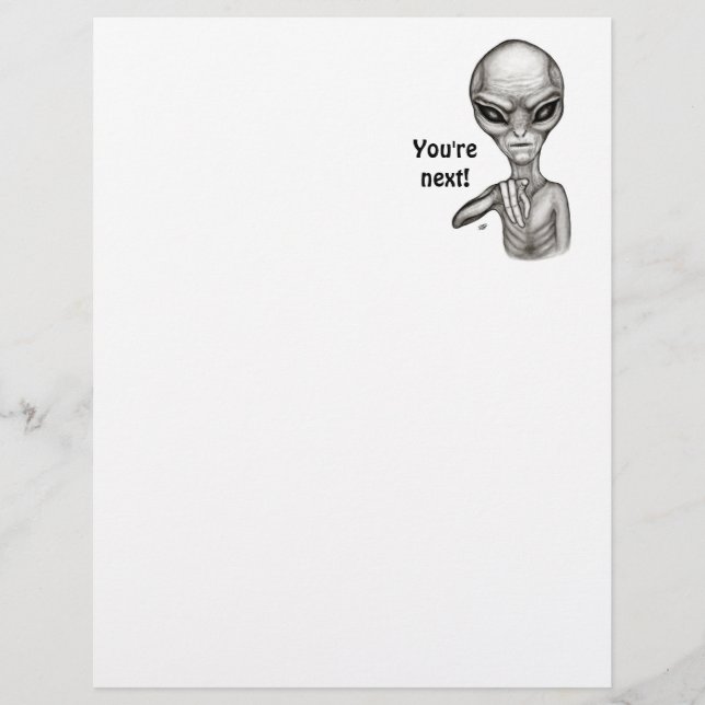 Schlechte Alien, Sie sind als Nächstes dran! Briefbogen (Vorderseite)
