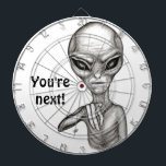 Schlechte Alien, Sie sind als Nächstes dran! Dartscheibe<br><div class="desc">Graue Alien ,  Fantasy Art Pencil Zeichnend von Krisi ArtKSZP >>> Mehr Produkte im Store Category >>> Alien >>> Bad Alien</div>