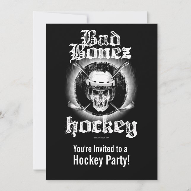 Schlechte Bonez Hockey-Party Einladung (Vorderseite)