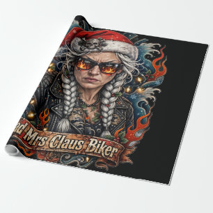 Schlechte Frau Claus Bikerin, Biker-Oma Weihnachts Geschenkpapier