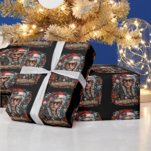 Schlechte Frau Claus Bikerin, Biker-Oma Weihnachts Geschenkpapier
