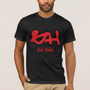Schlechte Gewohnheits-Logo Rot-schwarz T-Shirt