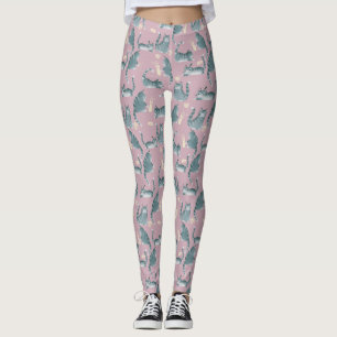 Schlechte graue Katzen klopfen über das Muster Leggings