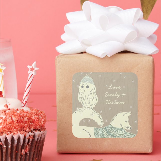 Schlechte Hasen und Pullover auch Stars Quadratischer Aufkleber (Party)