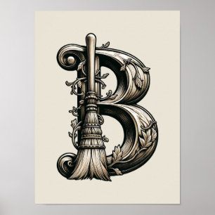 Schlechte Hexe Hexenbesen Brief B Benutzerdefinier Poster