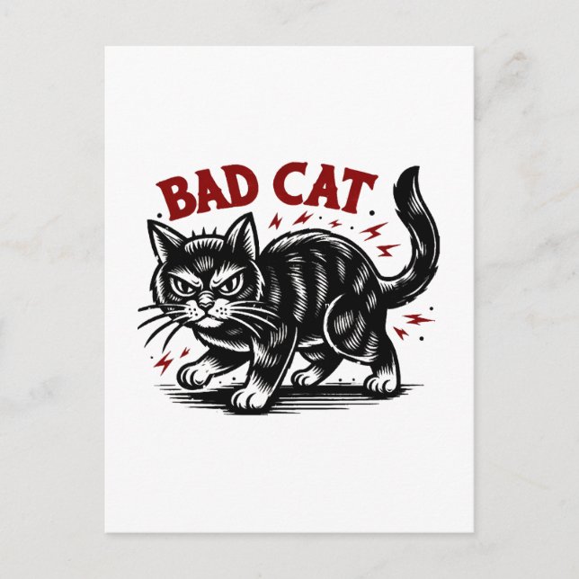 Schlechte Katze Postkarte (Vorderseite)