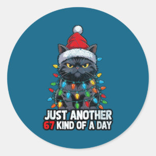 Schlechte Katze Weihnachtslichter Bah Humbug 6 7 M Runder Aufkleber