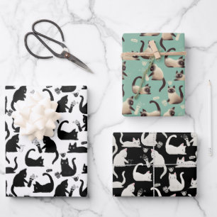 Schlechte Katzen klopfen über das Muster Geschenkpapier Set