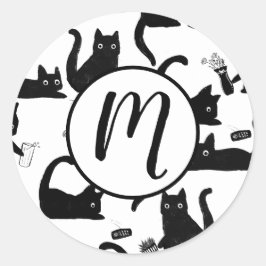 Schlechte Katzen klopfen über Runder Aufkleber