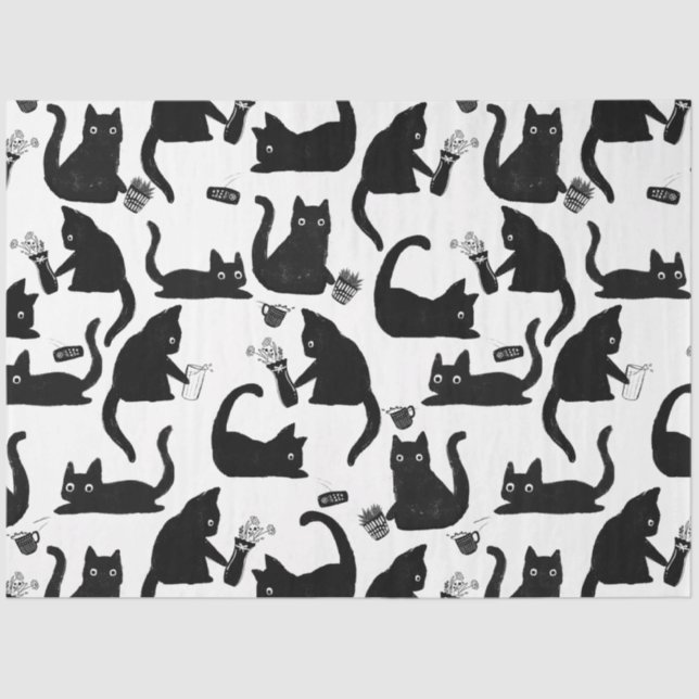 Schlechte Katzen klopfen über Seidenpapier (Vorderseite)