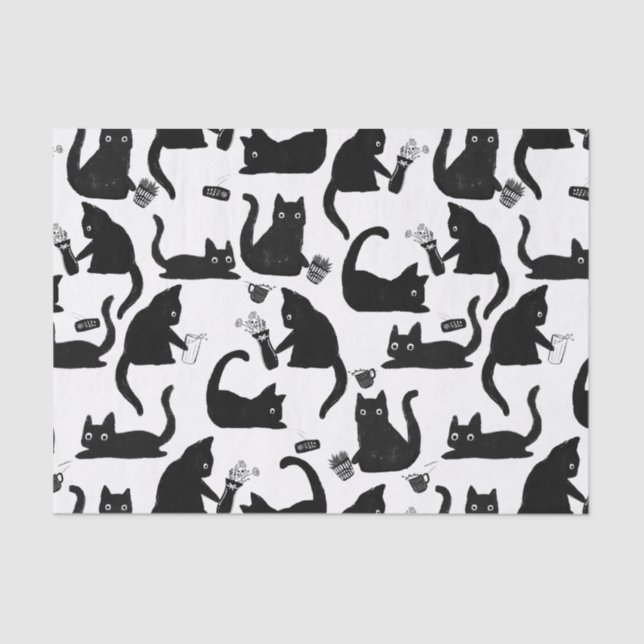 Schlechte Katzen klopfen über Seidenpapier (Vorderseite)