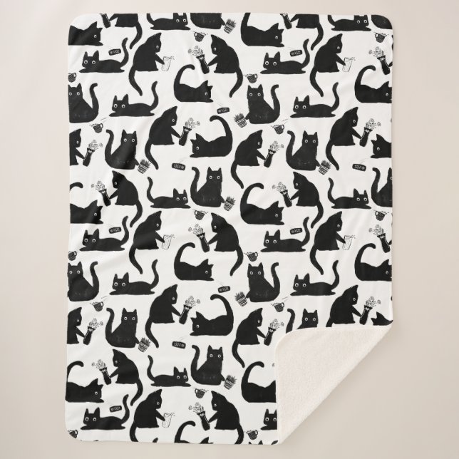 Schlechte Katzen klopfen über Sherpadecke (Vorderseite)