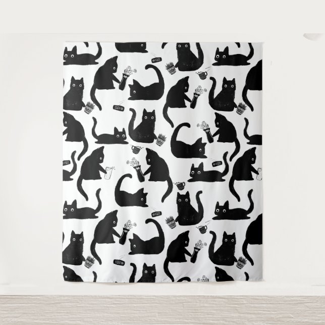 Schlechte Katzen klopfen über Wandteppich (Vorderseite)