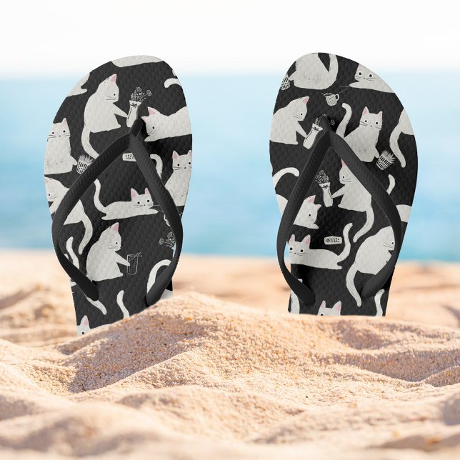Schlechte Katzen klopfen vorbei, weiße Katzen auf  Flip Flops (Bad Cats in White Flip Flops)