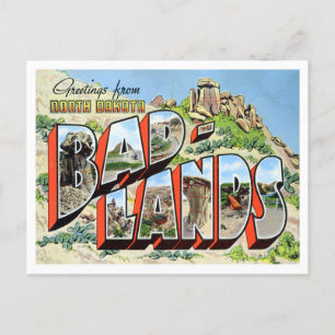Schlechte Ländereien, North Dakota Vintage Große B Postkarte