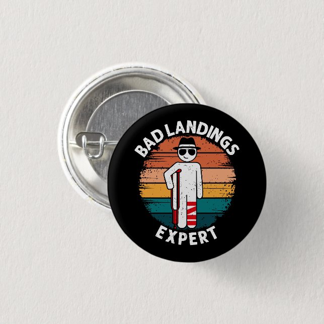 Schlechte Landung Experte Gebrochener Bein Knochen Button (Vorne & Hinten)