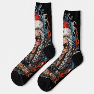 Schlechte Mrs Claus Biker Socken Biker-Ehefrau B
