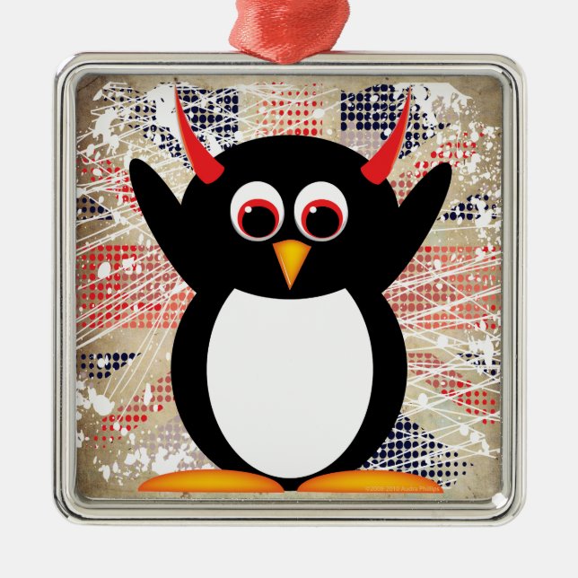 Schlechte Penguin™ Verzierung Silbernes Ornament (Vorne)