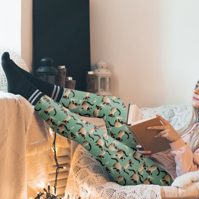 Schlechte siamesische Katzen klopfen über Leggings (Siamese Cats Knocking Stuff Over Pattern Leggings)