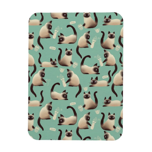 Schlechte siamesische Katzen klopfen über Magnet (Vertikal)