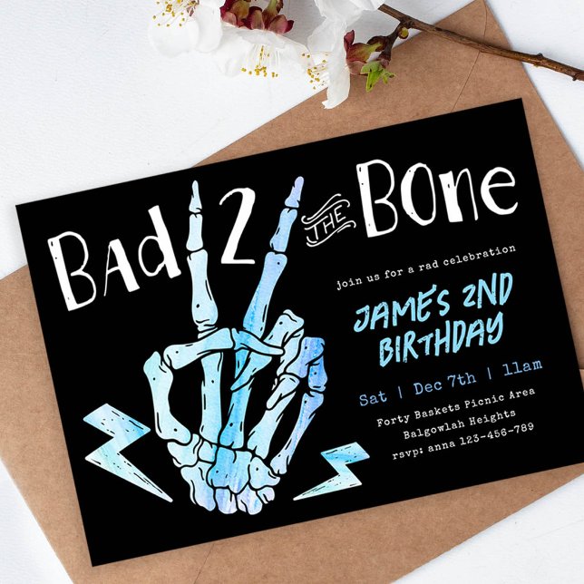 Schlechte TWO the Bone Boys Rad zweiten Geburtstag Einladung (Von Creator hochgeladen)