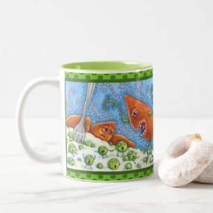 SCHLECHTE YAMS SCHREIEN AN ERBSEN, LUSTIGES THANKS ZWEIFARBIGE TASSE