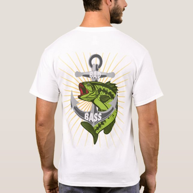 Schlechter Bass mit Personalisiertem Schiffsanker T-Shirt (Rückseite)