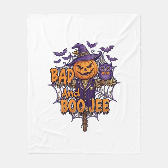 Schlechter Boo Jee Kürbis Vogelscheuche Lila Eule  Fleecedecke (Vorderseite)