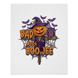 Schlechter Boo Jee Kürbis Vogelscheuche Lila Eule  Poster
