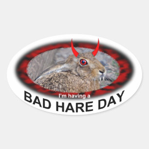 Schlechter Hase-Tag-Aufkleber Ovaler Aufkleber