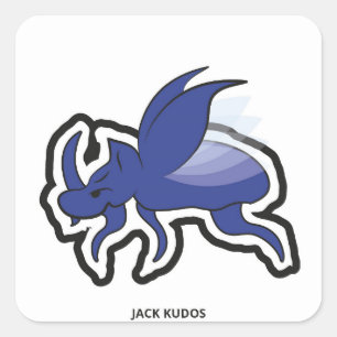 Schlechter JackKudos des Rhino-Käfer-Weiß-  Quadratischer Aufkleber