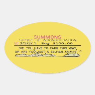 Schlechter Parkaufruf Ovaler Aufkleber