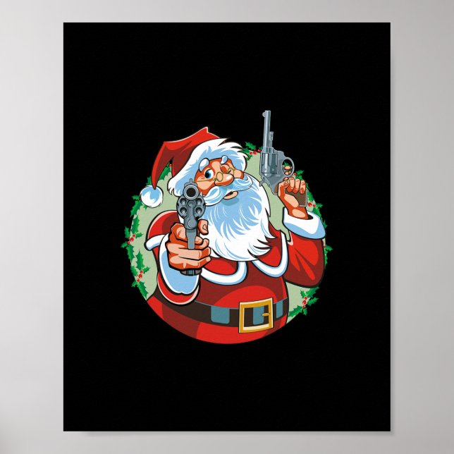 schlechter Santa-Claus mit Schusswaffen - lustige  Poster (Vorne)