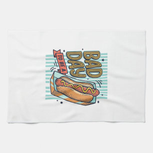 Schlechter Tag Hot Dog Retro Vektor-Shirt-Design_1 Geschirrtuch
