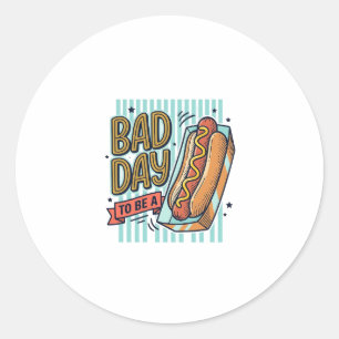 Schlechter Tag Hot Dog Retro Vektor-Shirt-Design_1 Runder Aufkleber