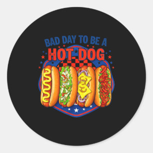 Schlechter Tag, um ein Hot Dog zu sein - Hot Dog L Runder Aufkleber