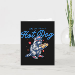 Schlechter Tag, um ein Hotdog Lustiger Waschbär Am Karte