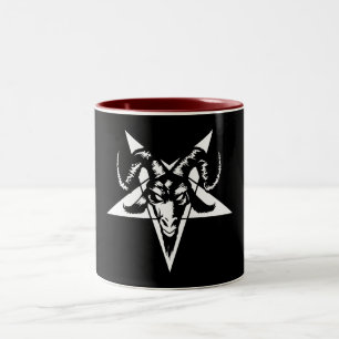Schlechter Ziegen-Kopf mit dem Pentagram (weiß) Zweifarbige Tasse