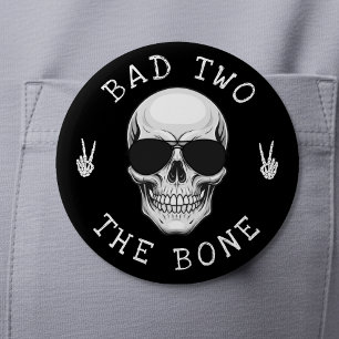 Schlechter Zweijähriger Skelett-Totenkopf-Geburtst Button