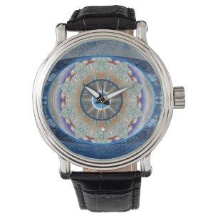 "Schlechtes Augen-" Uhr mit Vintagem ledernem