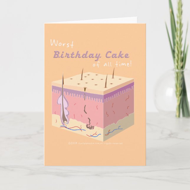 SCHLECHTESTE GEBURTSTAGS-KUCHEN-KARTE KARTE (Vorderseite)