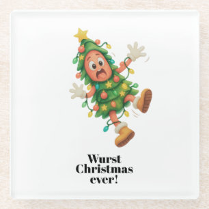 Schlechtestes Weihnachten ever! Lustige Salami Glasuntersetzer