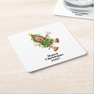 Schlechtestes Weihnachten ever! Lustige Salami Rechteckiger Pappuntersetzer